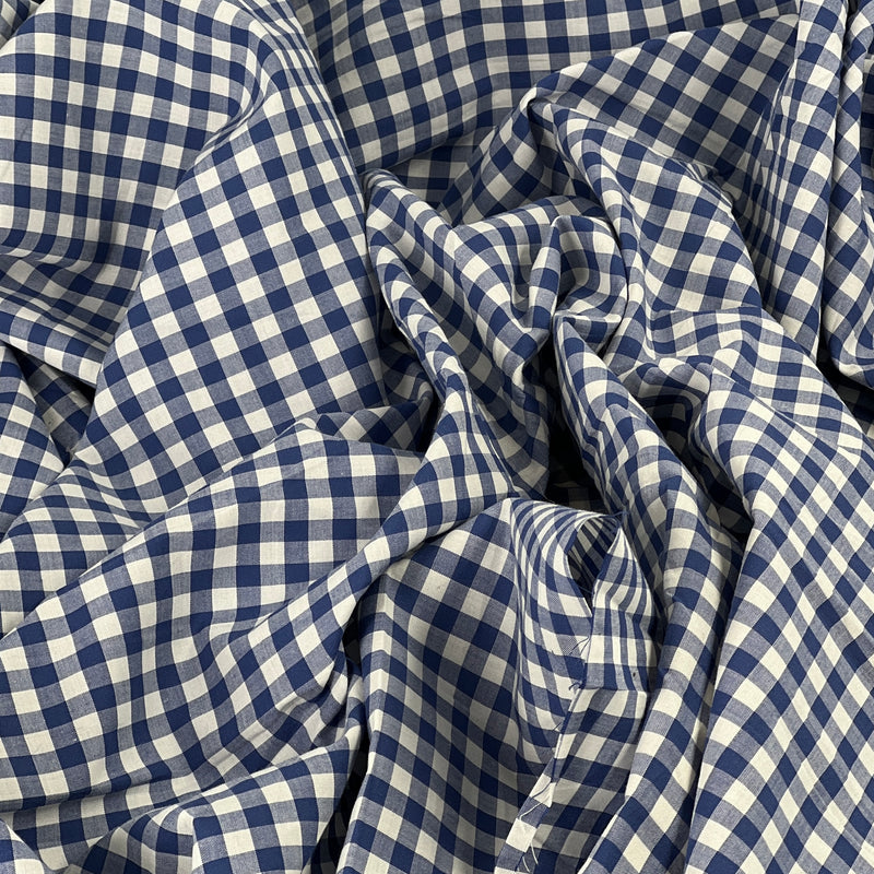 Royal & White 1/4" Gingham - 100% Cotton Yarn-Dye Shirting - SKU 8124B #S209