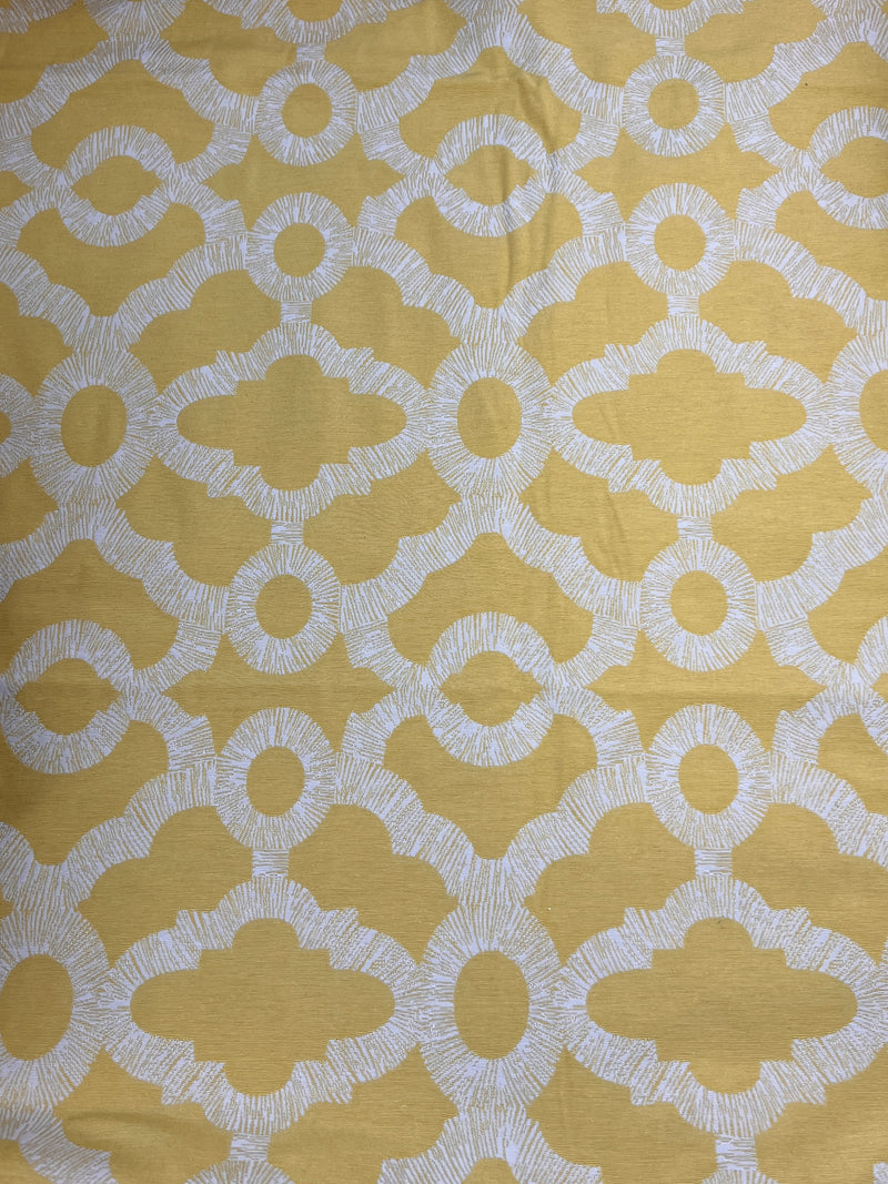 Golden Yellow Jacquard Trellis Upholstery - 64" Maker's Cut