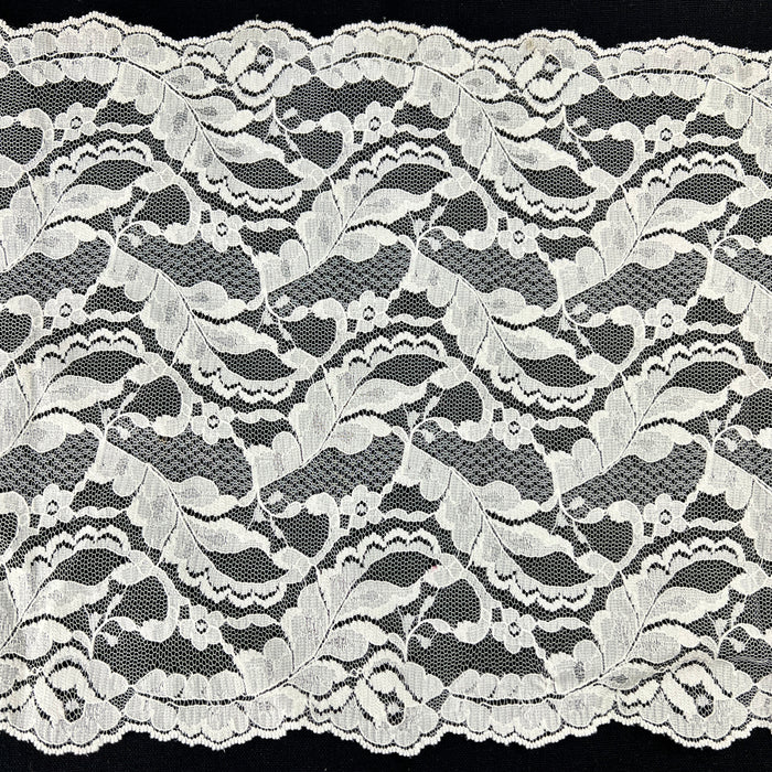 Scalloped Metallic Accented Lace Trim - Off White