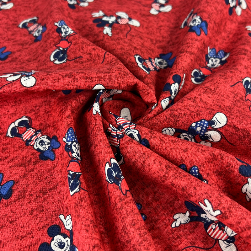 Disney Cotton Prints - Stars & Stripes Mickey & Minnie | 72" REMNANT