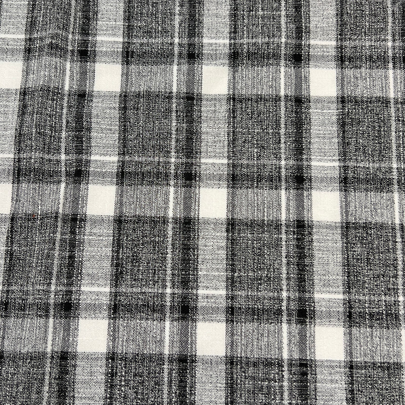 Lightweight Stretch Polyester Shirting - Black & White Plaid | 7973 #S99