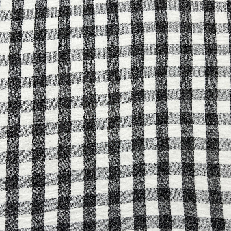 Lightweight Stretch Polyester Shirting - Black & White Gingham | 7973 #S99