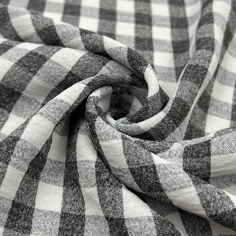 Lightweight Stretch Polyester Shirting - Black & White Gingham | 7973 #S99