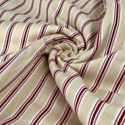 Close-up of red and beige striped fabric