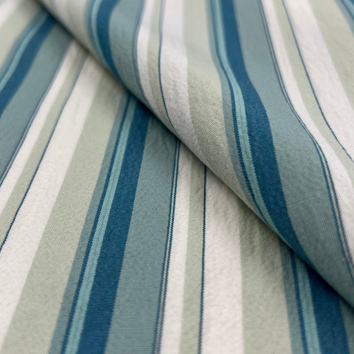 Close-up of blue and white striped fabric