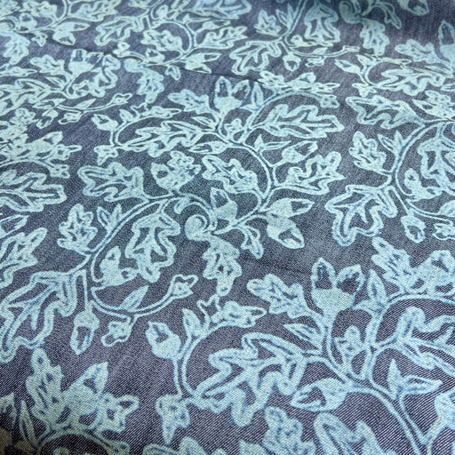 Laser Etched Stretch Denim - Leaf Brocade | 24" x 58" REMNANTS