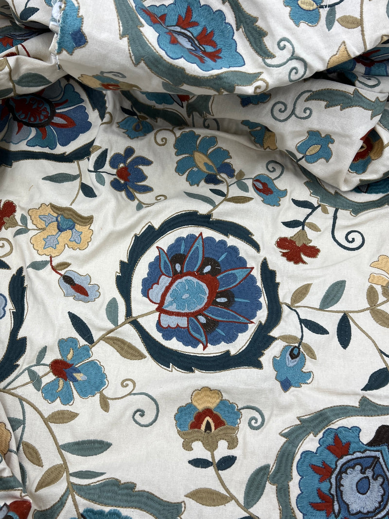 Lee Jofa "Montmartre" by Suzanne Kasler - Viscose/Linen with Jacobean Botanical Embroidery