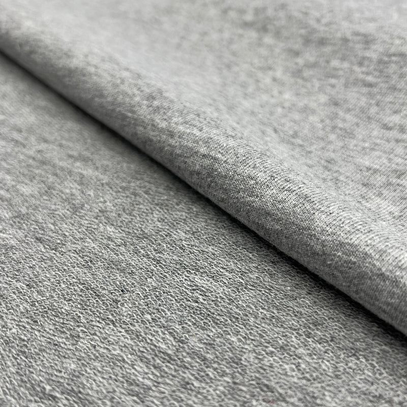 Lightweight Cotton/Polyester French Terry Knit - Heather Grey
