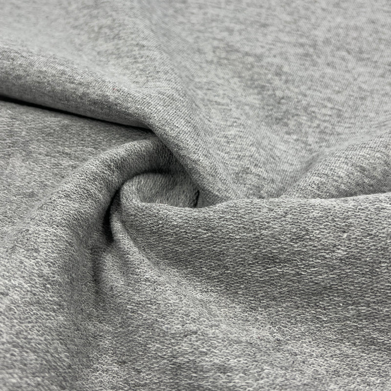 Lightweight Cotton/Polyester French Terry Knit - Heather Grey