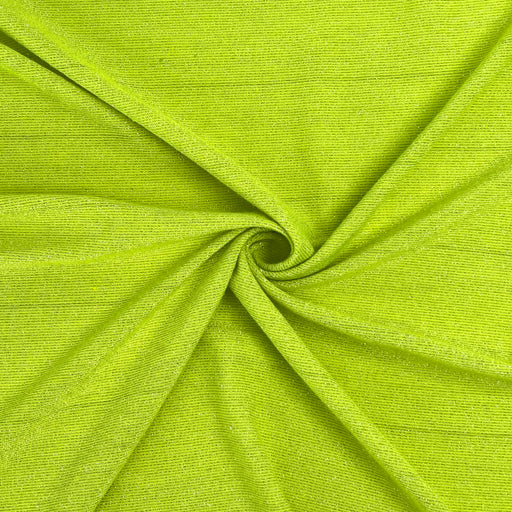 Lime Green & Silver Lurex - Corded Pinstripe Metallic Jersey