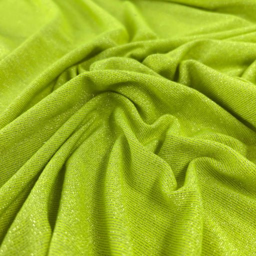 Lime Green & Silver Lurex - Corded Pinstripe Metallic Jersey