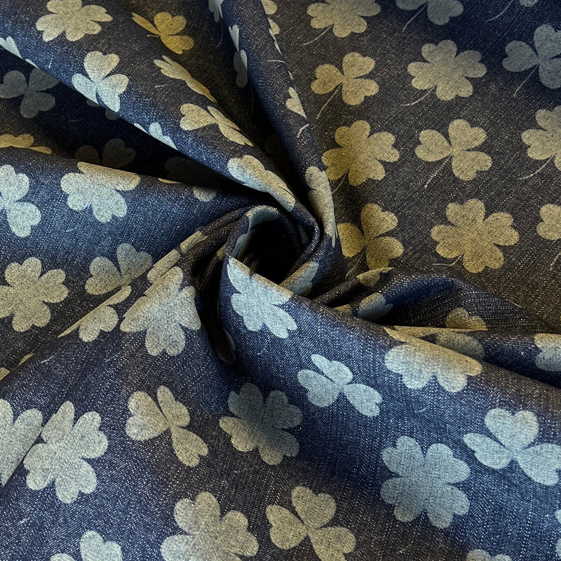 Lucky Clover - Custom Laser Etched Denim - Medium Weight Dark Indigo