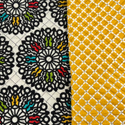 Medallion & Yellow Floral by Fabri-Quilt - Reversible Batted Pre-Quilt Cotton - "Made in America" - 110" Roll End