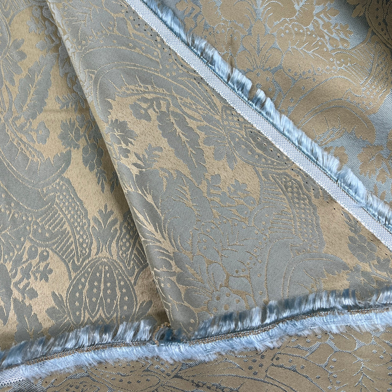 Mint & Khaki Jacquard Woven Upholstery - 2-Yard Roll End