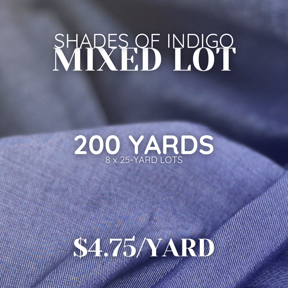 Shades of Indigo - 200-Yard Mixed Lot: 8 x 25-Yard Denim Lots ($4.75/Yard)