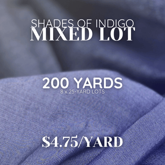 Shades of Indigo - 200-Yard Mixed Lot: 8 x 25-Yard Denim Lots ($4.75/Yard)