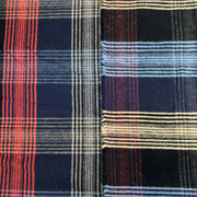 Navy & Beige Tartan Flannel - 100% Cotton, 61" Wide