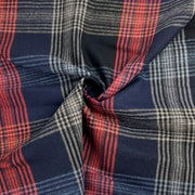 Navy & Beige Tartan Flannel - 100% Cotton, 61" Wide
