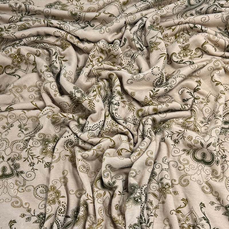 Olive Gradient Floral Henna Print Rayon/Spandex Jersey - 72" Project Pieces
