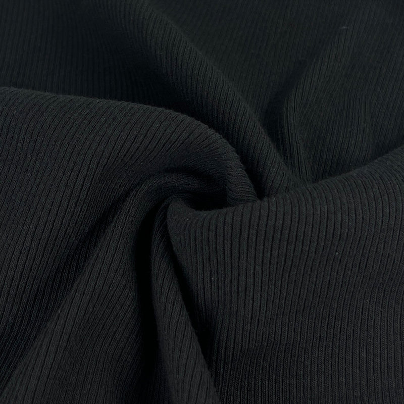 Open-Width Heavyweight Cuffing Rib - 2x2 Black | SKU 7902 #S192
