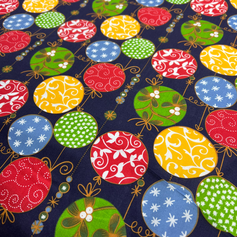 Colorful patterned balloons on a dark blue background