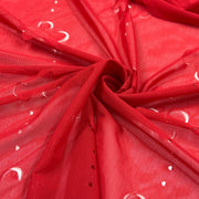 Petals Cutout Sheer Polyester/Lycra Stretch Mesh - Red | 2412 #S9
