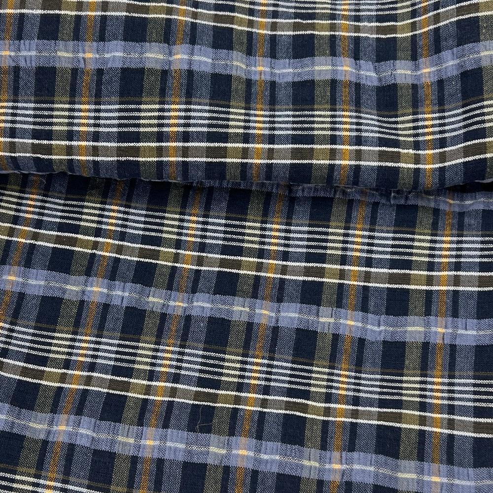 Plaid Seersucker Shirting | 72" Remnant