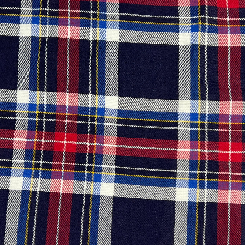 Plaids Cotton Twill-Weave Shirting - Navy & Royal | SKU 7890 #U103