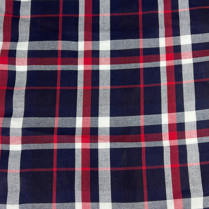 Plaids Cotton Twill-Weave Shirting - Navy | SKU 7890 #U103
