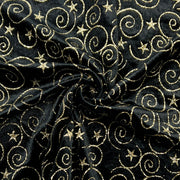 Polyester/Spandex Metallic Stretch Velour - Swirls & Stars | #U82