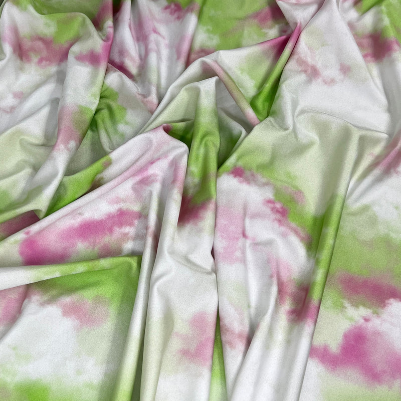 Polyester/Spandex Swimwear Jersey - Green & Pink Tye Dye - 36" Remnant