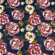 Floral pattern with pink and white flowers on a dark blue background