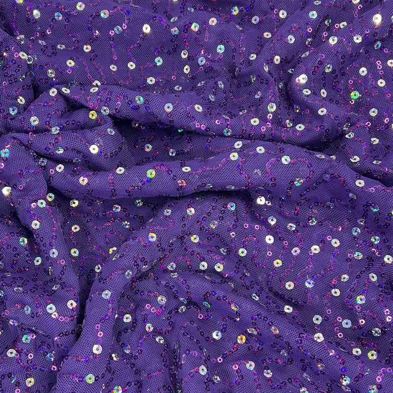Purple Polyester Mesh with Sequin - 2-Yard Project Piece