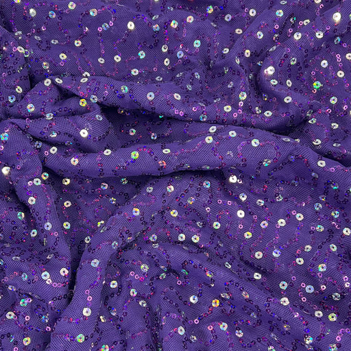 Purple Polyester Mesh with Sequin - 2-Yard Project Piece