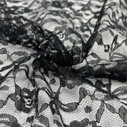 Close-up of black floral lace fabric