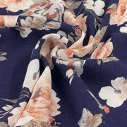 Floral fabric with navy background