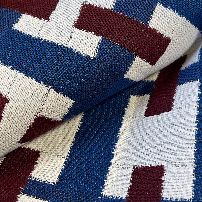Red, White & Blue Geometric Double Cloth Upholstery | Home Décor Cuts