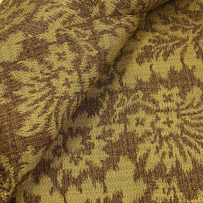 Close-up of a brown and beige patterned fabric