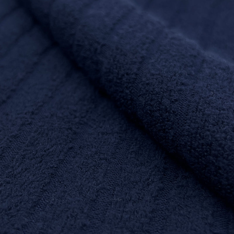 Ribbed Cotton/Polyester Stretch Terry Knit - Navy 1/2" Rib | SKU 2752 #U134