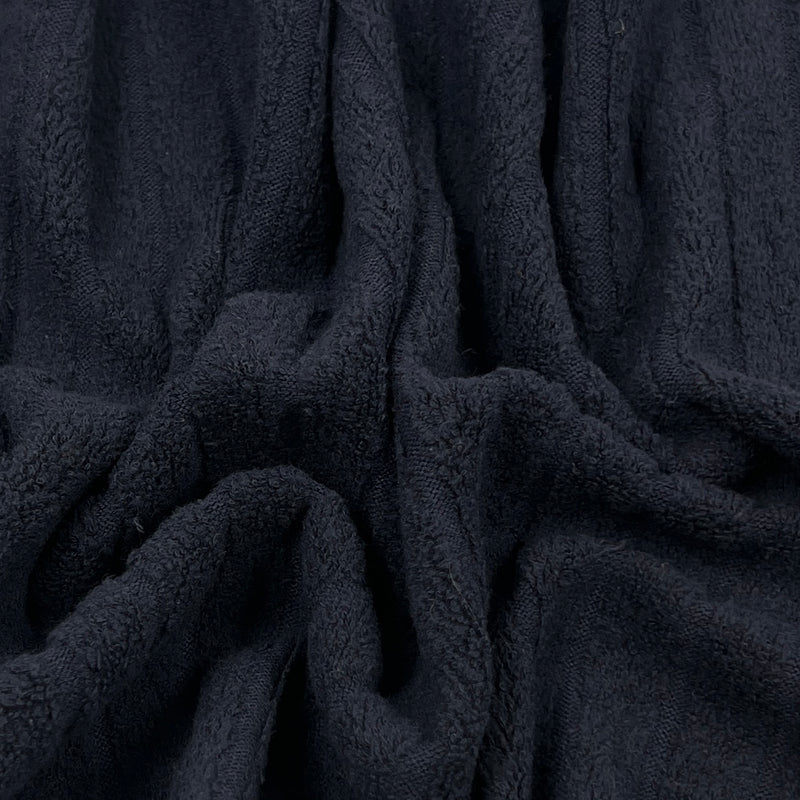 Ribbed Cotton/Polyester Stretch Terry Knit - Navy 1/2" Rib | SKU 2752 #U134