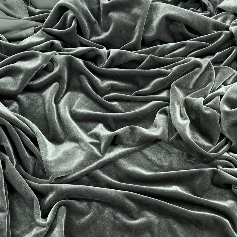 Sage Poly/Spandex Stretch Velour - 2-Yard Roll End