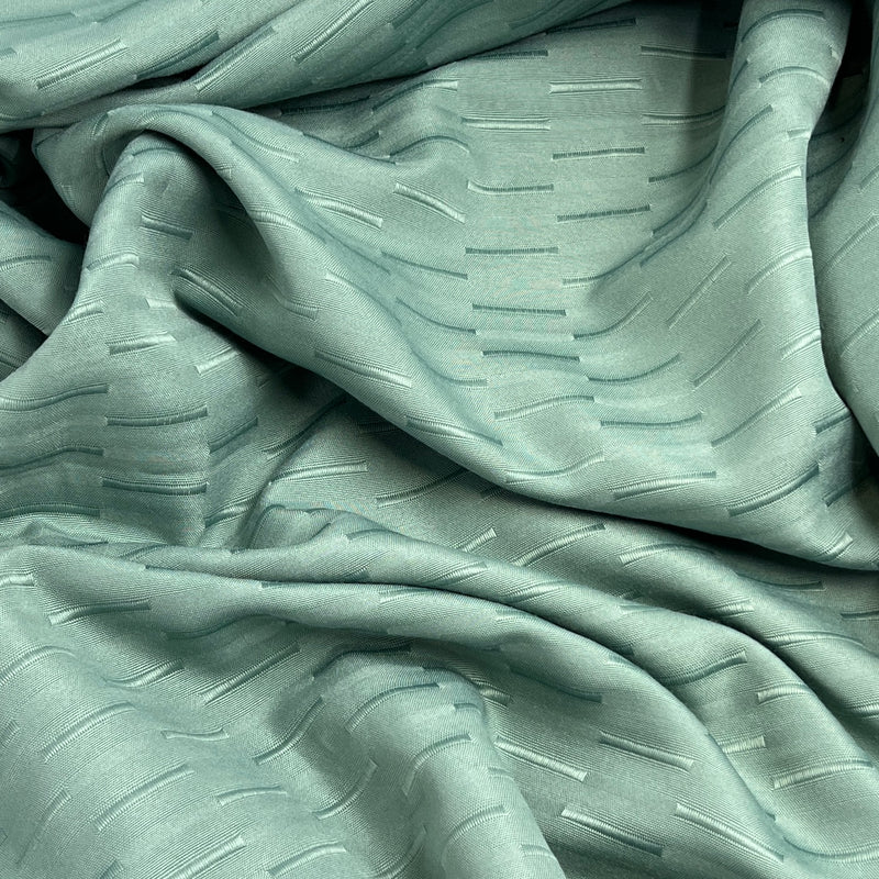 Sea Green Polyester Jacquard Broken Stripe - 90" Roll End