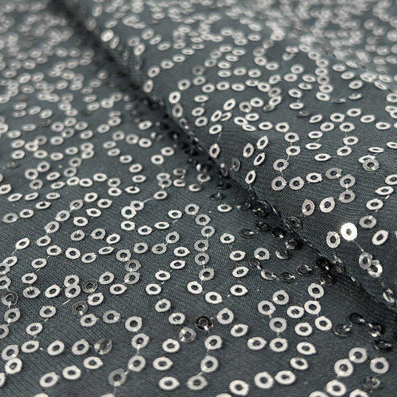 Sequin Polyester Jersey - Charcoal | SKU 7825 #S803