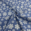 Snowflakes - Blue - Polyester/Cotton Christmas Print Shirting | REMNANTS