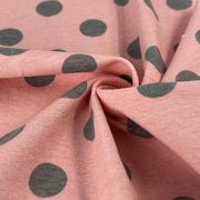 Soft Pink & Grey Polka Dot t-shirt jersey fabric | comfortable and soft cotton/spandex blend