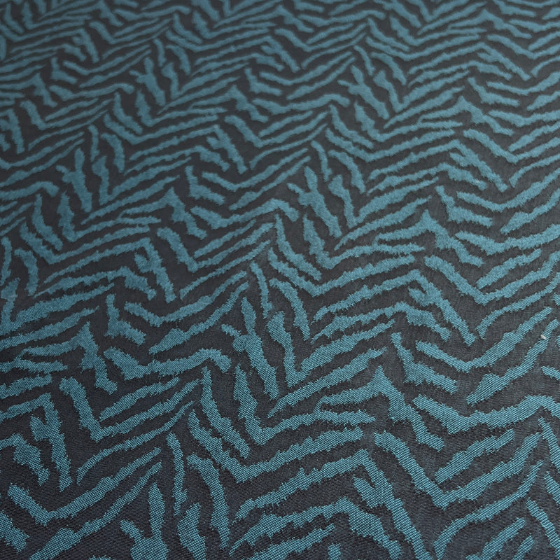 Teal & Black Zebra Challis - 100% Rayon, 57" Wide