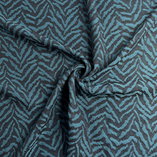 Teal & Black Zebra Challis - 100% Rayon, 57" Wide