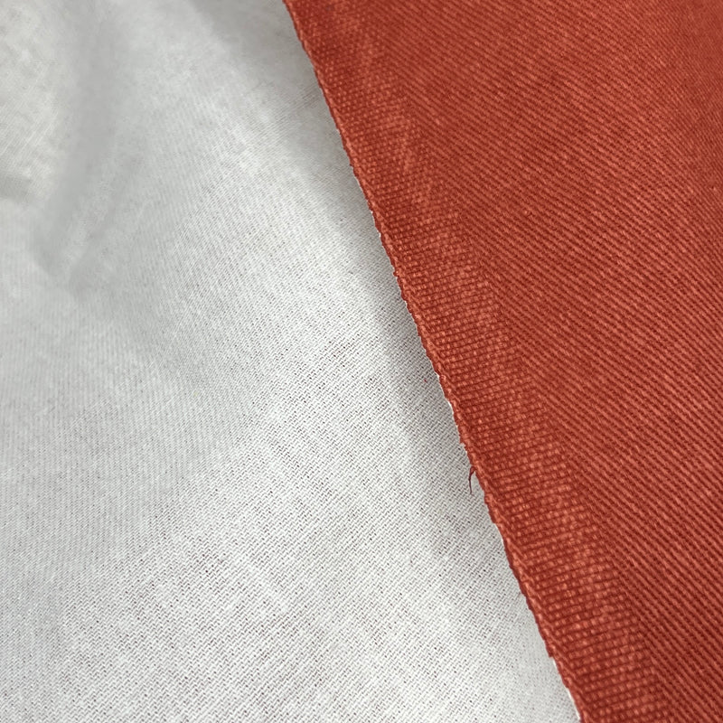 Terracotta on White - Overdyed 10 Ounce Denim - 44" Roll End