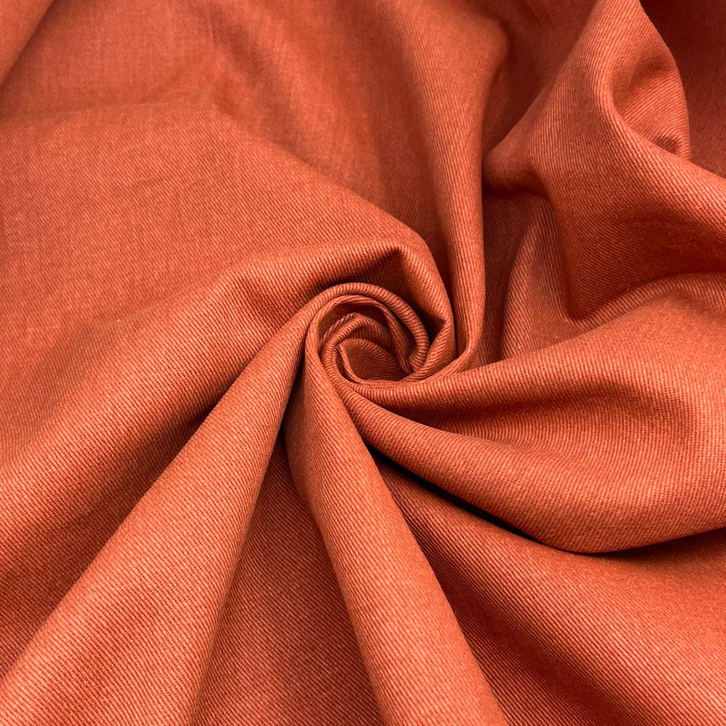 Terracotta on White - Overdyed 10 Ounce Denim - 44" Roll End