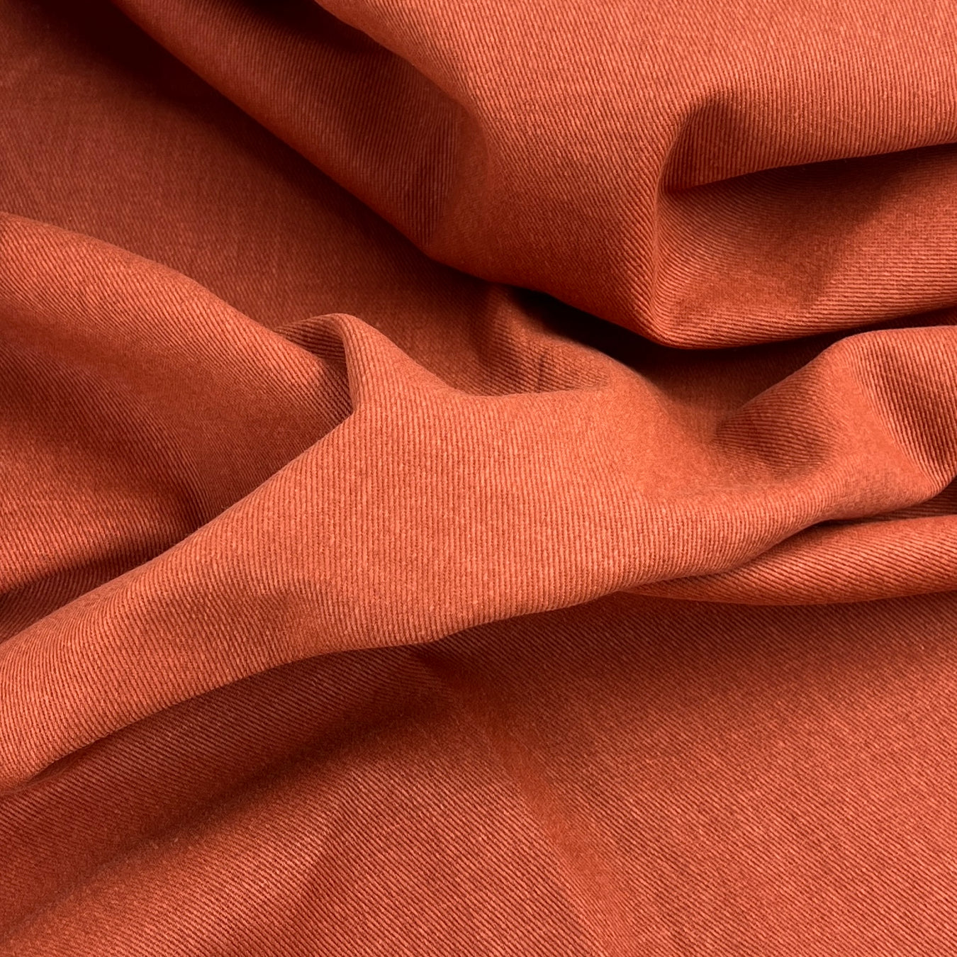 Terracotta on White - Overdyed 10 Ounce Denim - 44" Roll End